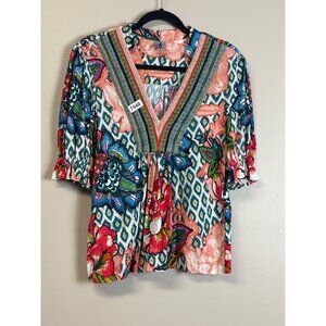 bi-nk london small blouse flowy vneck boho chic cottage core resort wear there i